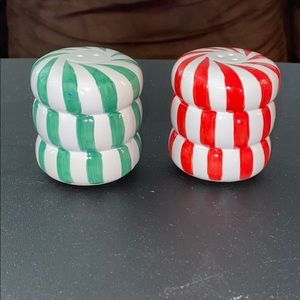 Peppermint Salt and Pepper Shakers